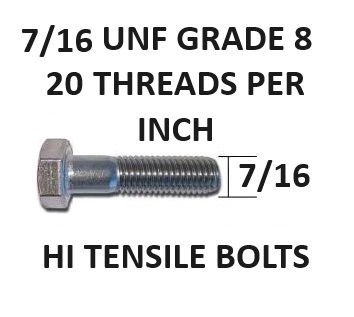 7/16 UNF HEX HEAD BOLTS HIGH TENSILE  GRADE 8 FINE THREAD SELECT LENGTH